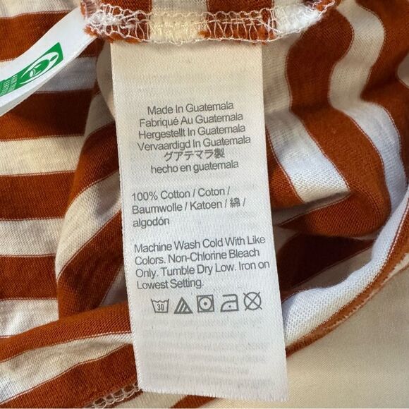 J Crew Factory Orange Long Sleeve Striped Tee Size 2XL Cotton Crew Neck Casual - Picture 6 of 10